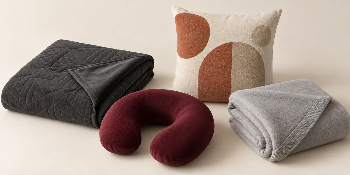 Brand-free promotional blanket, neck pillow and cushion selection